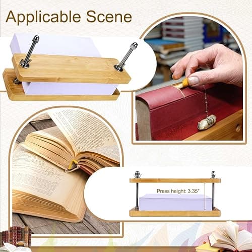 Sholramo Book Press - Bamboo Wood Bookbinding Press for Craft Enthusiasts - Anti-Slip Mat, Portable & Handmade Book Binding Tool (Book Press) thumbnail 4
