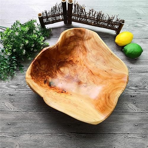 JFFLYIT Creative Wood Bowl Root Carved Bowl Handmade Natural Real Wood Candy Serving Bowl (9"-10") thumbnail 2