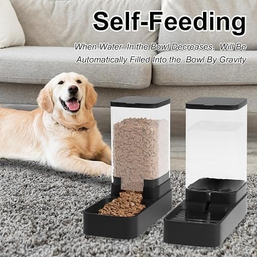 Wefeedy Automatic Cat Feeder and Water Dispenser in Set with Pet Food Bowl,Gravity Dog Waterer and Food Feeder for Small Medium Dog Cat Puppy Kitten Large Capacity(3.8L,Black) thumbnail 6