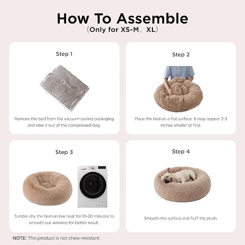 Bedsure Calming Small Dog Bed Donut Washable Cat＆Puppy Bed,23 inches Coffee | Fluffy Faux Fur Round Cuddler,Machine Washable,Anti-Slip Bottom,Anti-Anxiety,Deep Sleeping for Large Cat & Pets Up to 25 Lbs thumbnail 6