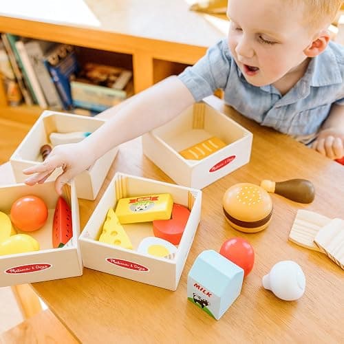 Melissa & Doug Food Groups - 21 Wooden Pieces and 4 Crates, Multi Play Food Sets For Kids Kitchen, Pretend Toy For Toddlers And Kids Ages 3+ thumbnail 5
