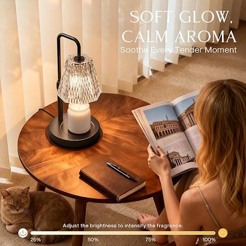 Candle Warmer Lamp with Timer – Dimmable Wax Warmer for Room Decor, Height Adjustable Candle Lamp for Mom Christmas Gifts, Birthday Gifts for Women, House warming Gifts for New Home Decor with 2 Bulbs thumbnail 3
