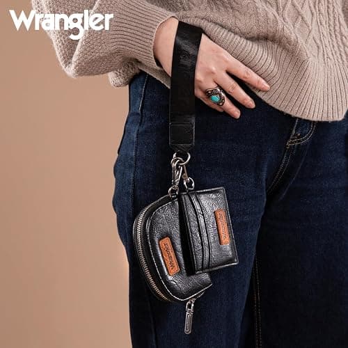 Wrangler KeyChain Wallet Wristlet Wallets for Women Dual Pouch Wristlet Rfid Blocking Credit Card Holder Wallet thumbnail 2