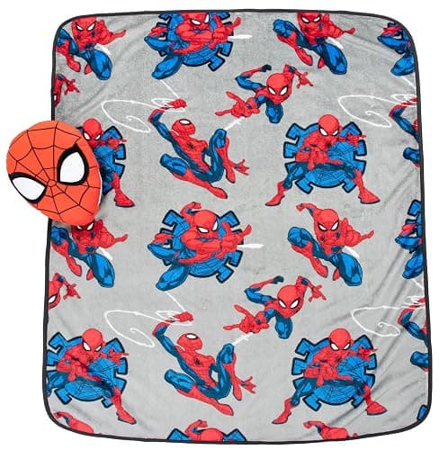 Jay Franco Spiderman Nogginz Set - 40 x 50 Inch Throw Blanket & Pillow - Kids Super Soft 2 Piece Bedding Set thumbnail 3
