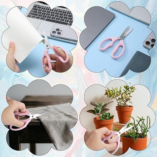 Small Pink Scissors, 5" Stainless Steel Blade with Acrylic Handle All Purpose Scissors Stationery Paper Cutting Tool for Office, Home (Pink) thumbnail 7