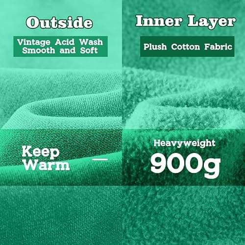 FAIABLE Mens Hoodies Oversized Unisex Acid Wash Hoodie Heavyweight Fleece Vintage Cotton Sweatshirt Men Women Streetwear thumbnail 5