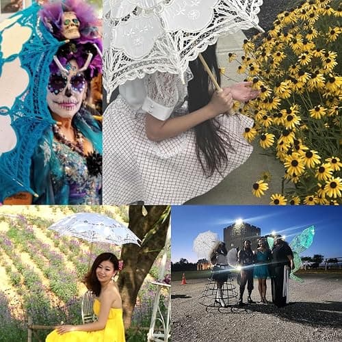 AEAOA Handmade Ivory Lace Parasol Umbrella Wedding Bridal 30 Inch Adult Size thumbnail 6
