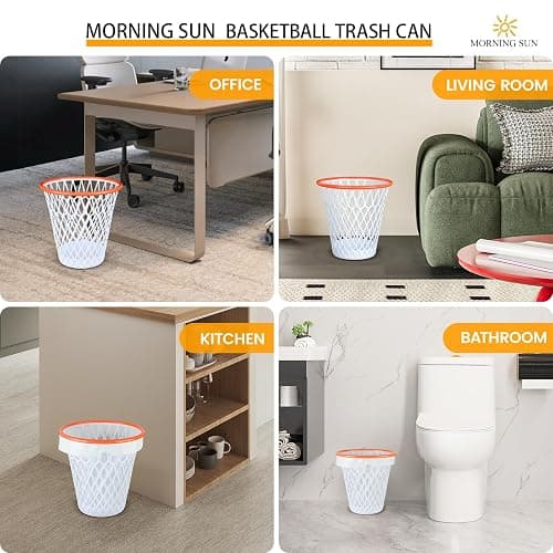 2 PCS Basketball Trash Can,Wastebasket,Basketball gift,4.5 Gallon,Size11"x11"x12"Basketball Hoop,Basketball Holder display,Garbage Can,Basketball Net Waste Basket for Office,Bedroom,Gym,Sport party thumbnail 4