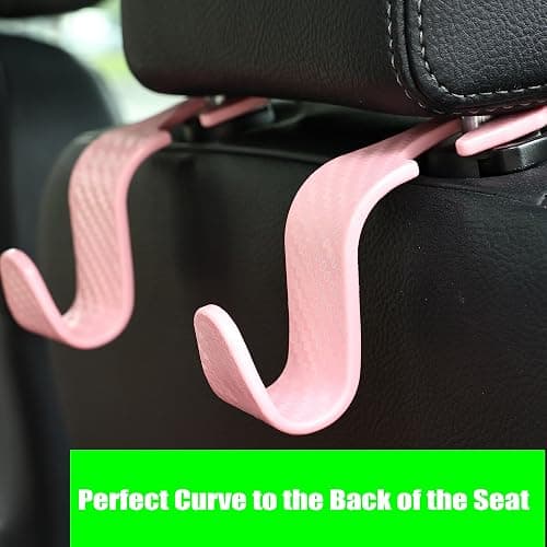Amooca Car Seat Headrest Hook 4 Pack Hanger Universal Vehicle Car Storage Organizer for Handbag Purse Coat S Type Checkered Pink thumbnail 5