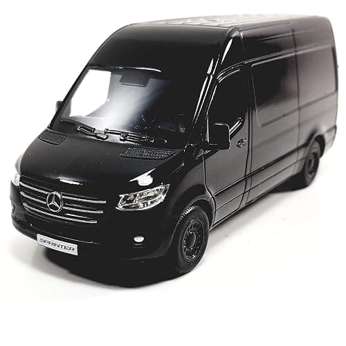 KiNSMART - Mercedes-Benz Sprinter Cargo Van 1:48 O Scale 5" Die Cast Metal Model Toy Van, Pull-Back Action (Black) thumbnail 2