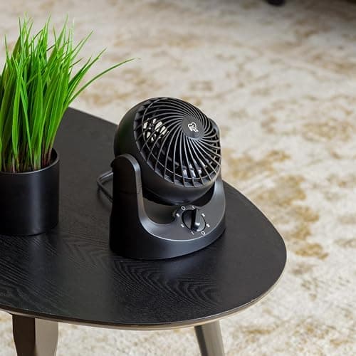 IRIS USA WOOZOO Desk Fan, Air Circulator, 3 Speeds, 32ft Max Air Distance, 112° Adjustable Tilt, 27.5db Quiet Motor, Small Fan for Bedroom, Office, Dorm, Black thumbnail 9
