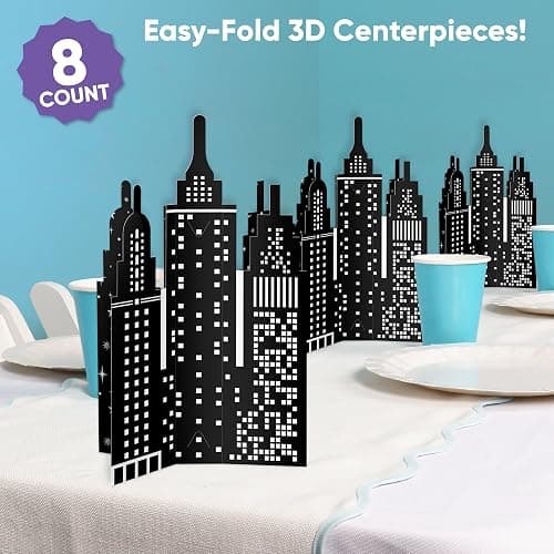 Big Dot of Happiness 3D Nighttime City Skyline Centerpiece Table Decorations, Freestanding New York Party Decor, Prom or Birthday Party Centerpieces - 8 Count thumbnail 2