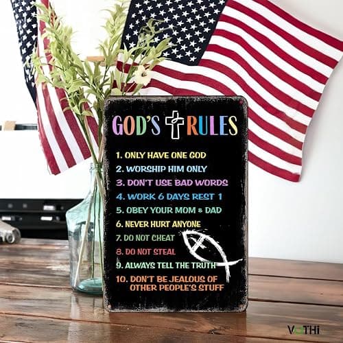 VOTHI Ten Commandments Metal Signs, Religious Bible Verse Wall Art,8x12 In | Aluminum,Christian Scripture, Home Decoration Sign, Boys Girls Bedroom thumbnail 5