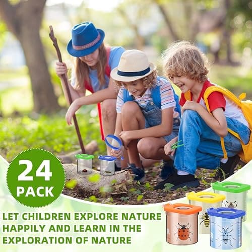 Halloscume 24 Pcs Insect Bug Viewer for Kids Magnifying Insect Box Bug Catcher Magnifier Container Critter Collection Kit Insect Cage Jar for Children Science Nature Exploration Tool thumbnail 6
