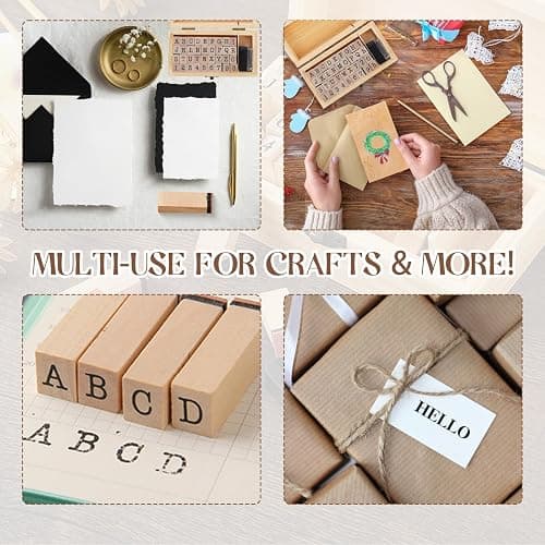 Letter Stamps 36 Pcs with Wooden Storage Box, Premium Alphabet Stamps Set for Crafting, Essential Rubber Letter Stamp Kit for Clay, DIY Cards & Scrapbooking thumbnail 4