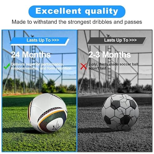 TTKAVAKEA Size 5 Soccer Ball,Waterproof PU Leather,with Pump & Needles | soccer balls training,Waterproof PU Leather,With Pump & Needles,Stylish and dynamic look thumbnail 4
