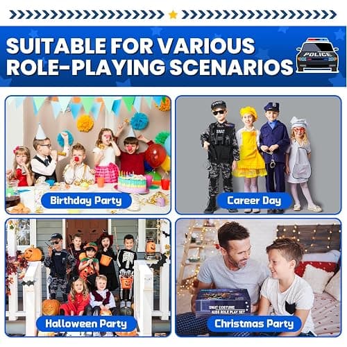 Wonrynn SWAT Police Officer Costume for Kids,Policea and Army Costume for Boys with camouflage uniform,SWAT Vest,Halloween Costume for Boy,Cosplay Themed Party for Boys Girls thumbnail 7