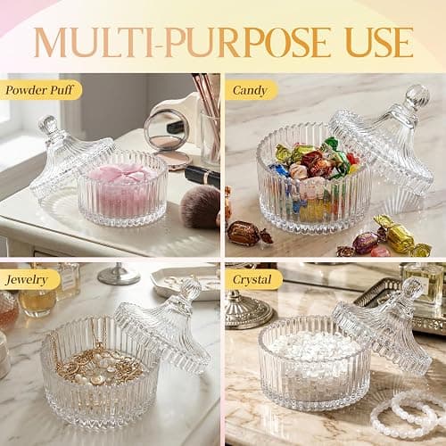 Large Body Powder Puff and Container,Jar Dusting Powder Container with Puff,Reusable Velour Face Body Glitter Wet Dry Makeup thumbnail 4
