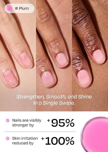 ohora 2-in-1 Sheer Nail Polish & Strengthener – Plum | Tinted Nail Concealer | Hardener for Weak, Damaged Nails | Nail Care Polish with Glossy Finish | Water-Syrup Formula, 15 mL thumbnail 2