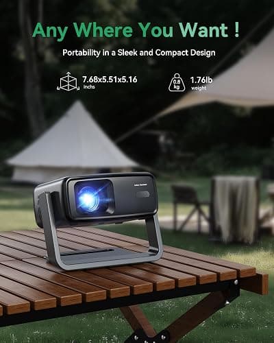 Projector with WiFi and Bluetooth, Support Decoding Projector 4K, 1200 ANSI 180° Rotatable with Native 1080P Mini Projector, Auto Keystone, Portable Smart Outdoor Home Movie Projectors thumbnail 8