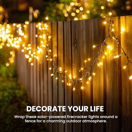 Brightown Solar Christmas Lights Outdoor, 19.6Ft 240 LED String Lights for Outside with 8 Modes, Solar Cluster Twinkle Lights Waterproof for Yard Fence Balcony Party Xmas Tree Decorations, Warm White thumbnail 4