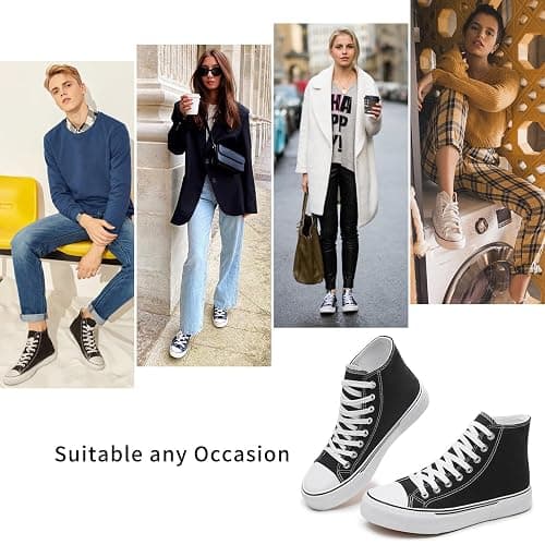 hash bubbie High Top Sneakers for Women Classic High Tops Canvas Shoes Lace up Women's Fashion Sneaker thumbnail 6