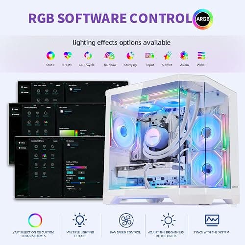 HOENGAGER AI Gaming PC Desktop, Radeon RX 9060 XT 16GB, AMD Ryzen 7 7800X3D, 32GB DDR5 RAM, 1TB PCIe SSD, 240mm AIO & ARGB Software Fan Light Control, 850W PSU, Windows 11 Prebuilt Tower Computer thumbnail 2