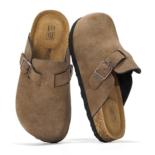 Project Cloud 100% Genuine Leather Kids Clogs with Natural Cork Footbed & Memory Foam Insole Arch Support - Non-Slip Clogs for Kids - Slippers Sandals for Boys & Girls Footwear - Image 1