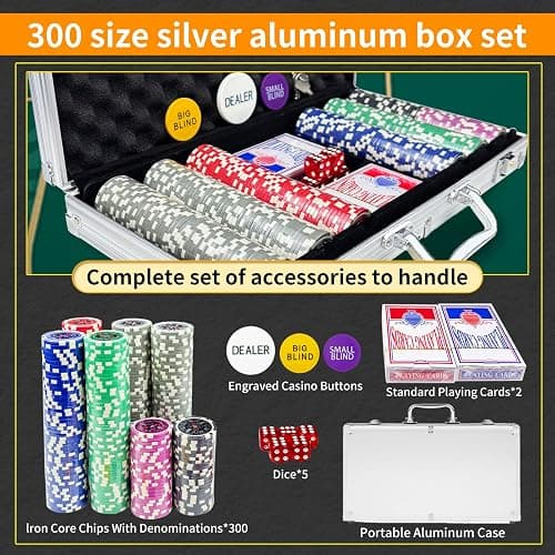 AIBETOMG Poker Chips with Numbers,Poker Chips Set with Aluminum Travel Case,11 Gram Casino Poker Set for Texas Holdem, Blackjack thumbnail 3