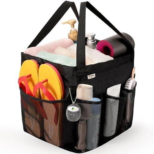 famichan Mesh Shower Caddy Portable, Dorm Room Essentials for College Students, Large Capacity with 8 Pockets Shower Bag for Camping,Swimming,Gym,Travel - Image 1