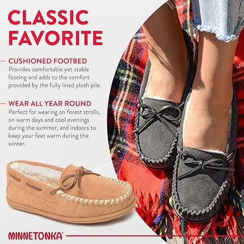Minnetonka Women's Camp Tie Moc - Indoor/Outdoor Cozy Slippers with Durable Sole thumbnail 3