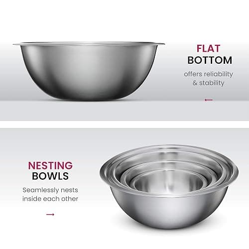 FineDine Stainless Steel Mixing Bowls Set, Dishwasher Safe, 6 Piece Metal Mixing Bowls For Kitchen, Nesting, Large, Small, Big Food Prep, Cooking, Baking thumbnail 5