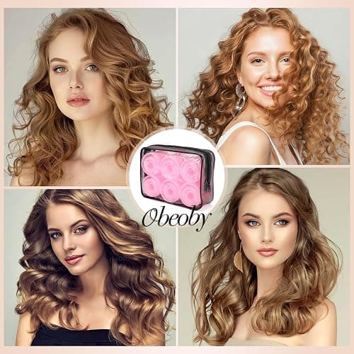 4 Sizes Self-Grip Hair Rollers Set for Long, Short Hair and Bangs - 50 Pcs with Clips (25mm, 36mm, 48mm, 60mm), Pink thumbnail 6
