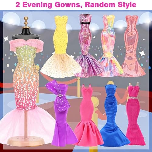 BARWA 11 Sets Doll Clothes Including 2 Sequins Dresses 5 Mermaid Floral Dresses 4 Casual Outfits Tops and Pants for 11.5 inch Girl Dolls thumbnail 3