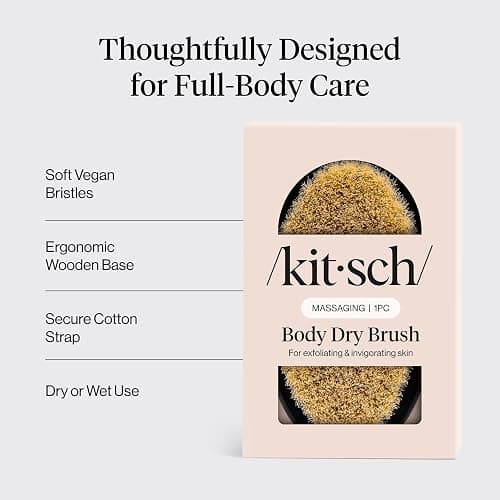 Kitsch Dry Brushing Body Brush for Lymphatic Drainage | Soft Bristles Shower Brush - Dry Brush to Remove Dry Skin and Improves Blood Circulation, Body Scrubber for Glowing Skin thumbnail 4
