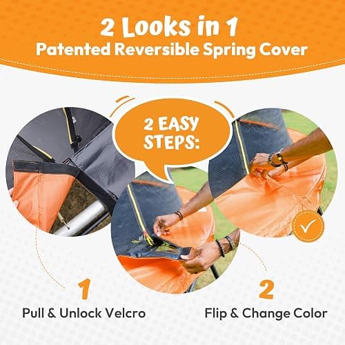 JUMPZYLLA Trampoline Outdoor 8FT 10FT 12FT 14FT 15FT 16FT with Enclosure and Ladder, ASTM Approved Recreational Trampoline for Kids and Adults, Anti-Rust Coated Frame thumbnail 7