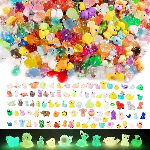 Cuteseven 300Pcs Mini Resin Animals Bulk 300 Styles Variety Tiny Animals Figure to Hide Luminous Glow in The Dark for Miniature Fairy Garden Decoration Hide Crafts Decor thumbnail 7
