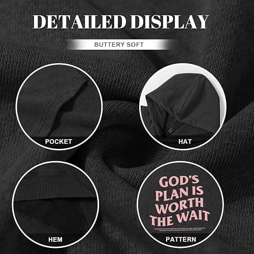 Weetiotio Christian Graphic Hoodies for Women God Bible Verse Oversized Hoodie Religious Letter Print Acid Wash Sweatshirts thumbnail 7
