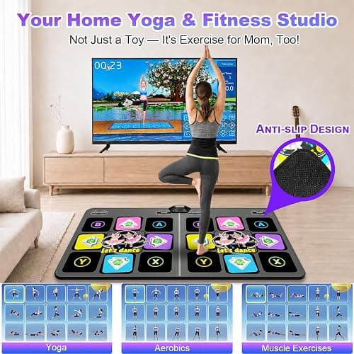 UOYESS Dance Mat for Kids & Adults - Wireless Electronic Dance Pad with HDMI Plug & Play, 2-Player Dance Game Mat, Exercise Mat for Family Parties, Birthday Gift for Boys Girls Ages 6+ thumbnail 8