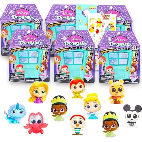 Disney Doorables Blind Bags Set - Bundle with 6 Disney Doorables Mini Figures for Kids, Adults Plus Stickers | Exclusive Series 6 Jeweled Princess Figures - Image 1