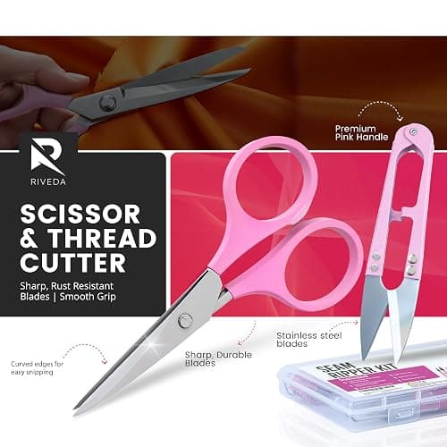 Seam Ripper Kit 7 Pcs - 1 Large, 1 Ergonomic, 2 Small Seam Rippers, Thread Cutter, Scissor, Measuring Tape - Sewing Accessories for Notions Quilting Crafts thumbnail 5