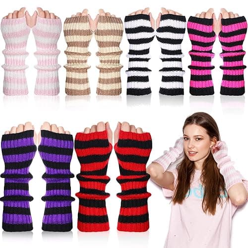 Berlune 6 Pairs Arm Warmers Kawaii Sleeves Cute Y2k Harajuku Japanese Style for Women Girls Lolita Costume School, 6 Colors - Image 1