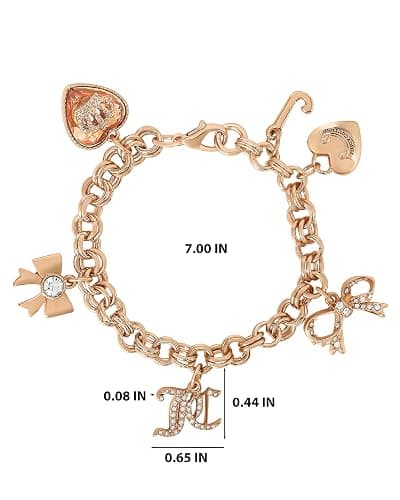 Juicy Couture Bracelet 7-7.5", Goldtone Charm Bracelets for Women with 6 Different Charms Featuring Clear Stones thumbnail 6