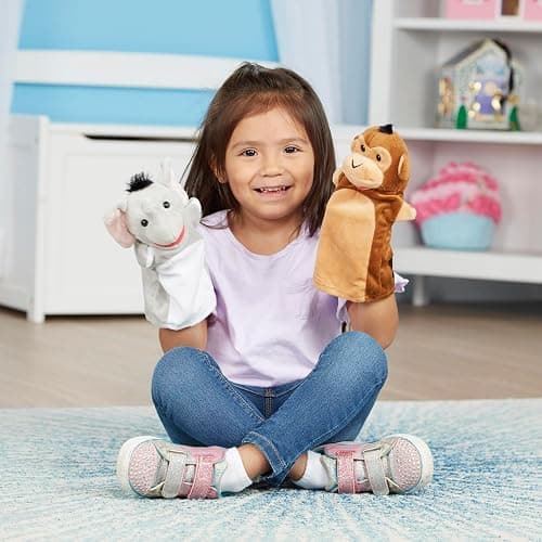 Melissa & Doug Safari Buddies Hand Puppets, Set of 6 (Elephant, Tiger, Parrot, Giraffe, Monkey, Zebra) Soft, Plush Animal Hand Puppets For Toddlers And Kids Ages 2+ thumbnail 2