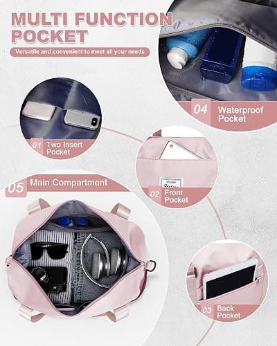 Travel Duffel Bag, Sports Tote Gym Bag, Shoulder Weekender Overnight Bag for Women thumbnail 5