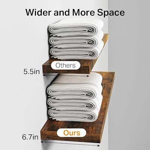 BAYKA Floating Shelves Bathroom for Wall – Shelf Over Toilet Farmhouse Rustic Wood for Bedroom, Kitchen, or Living Room Decor Organization, Christmas Decor Shelves – Rustic Brown, Set of 3 thumbnail 6