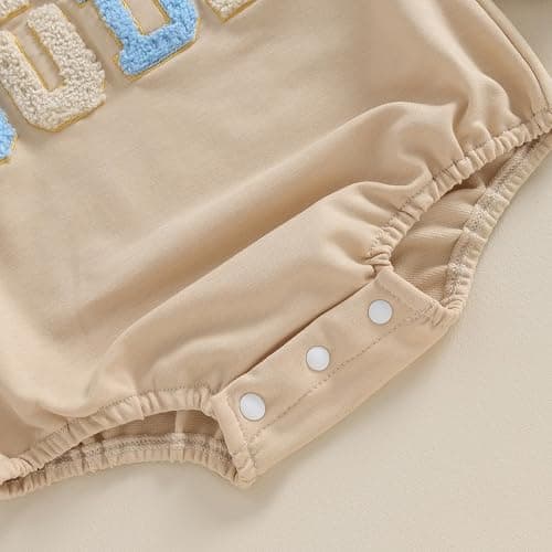 VISGOGO Newborn Infant Baby Boy Girls Oversized Romper Little Dude Sweater Onesie Coming Home Outfit Neutral Clothes - 0-3 Months - Khaki-little Dude thumbnail 7