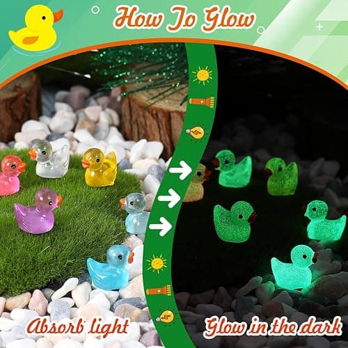 225 Pcs Mini Resin Ducks Bulk, Glow in The Dark Tiny Duck Figurines for Miniature Dollhouse Decor, Fairy Garden, Aquarium Landscape, DIY Crafts, Party Favors, Hide & Seek Game, Classroom Activities thumbnail 4