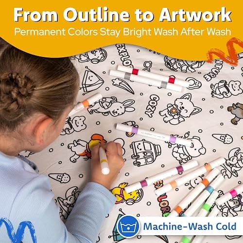 Craftikit Cozy Coloring Blanket for Kids & Adults -15 Markers | 40" x 60", Fabric Markers Included, Permanent Vibrant Sherpa Fleece Design, Ages 3+, Machine Washable, Gift Wrapped thumbnail 5