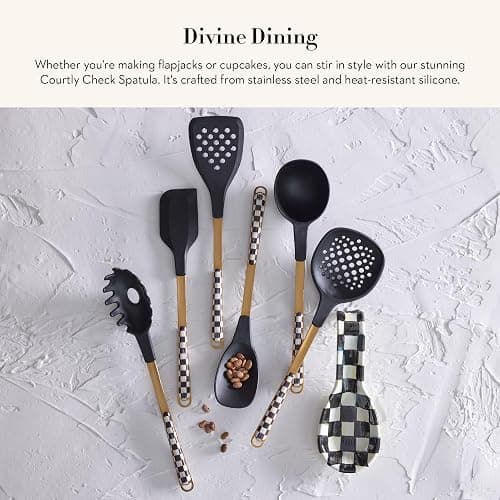 MACKENZIE-CHILDS Kitchen Spatula, Silicone Spatula for Cooking, Black-and-White Courtly Check thumbnail 3